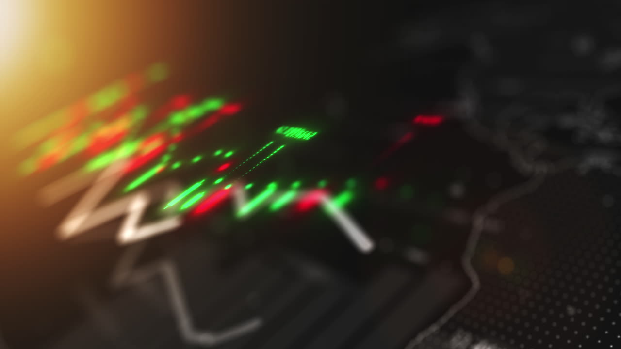 criptografía, mercado de valores y holograma gráfico de datos