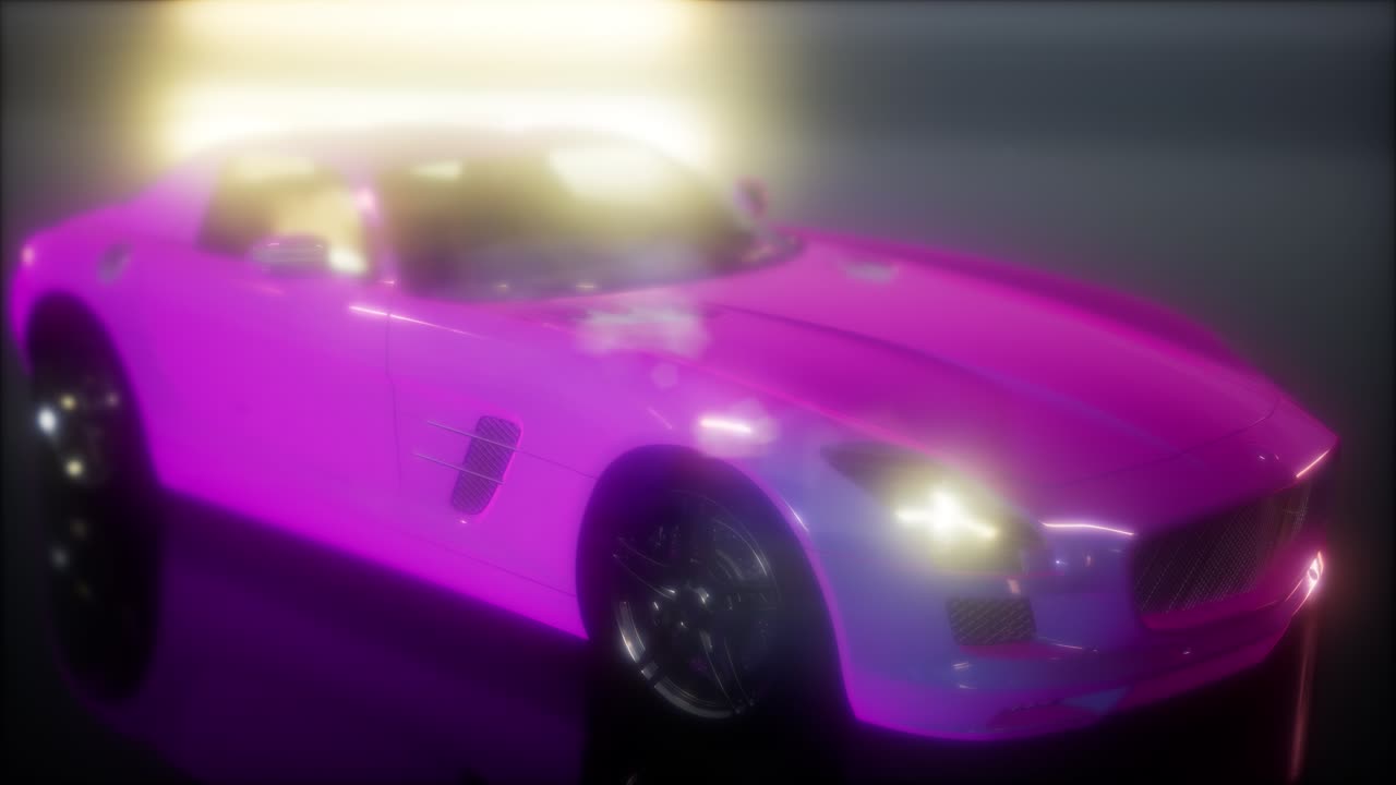 coche deportivo de lujo en un estudio oscuro con luces brillantes