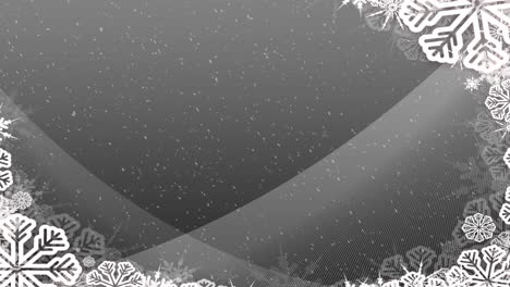 Animation-of-christmas-decoration-with-snow-falling-on-grey