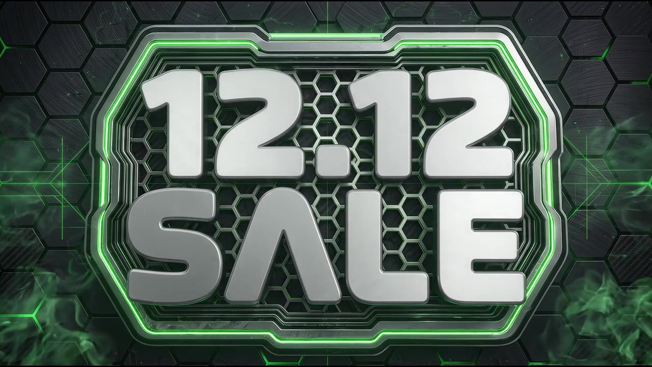 12.12 Sale Promotional Motion Graphic with Futuristic Hexagonal Design