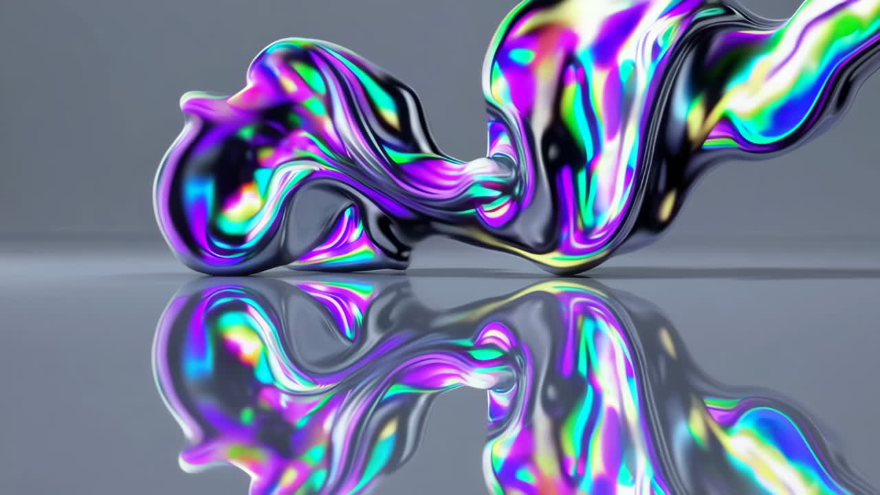 Abstract Iridescent Liquid Reflection
