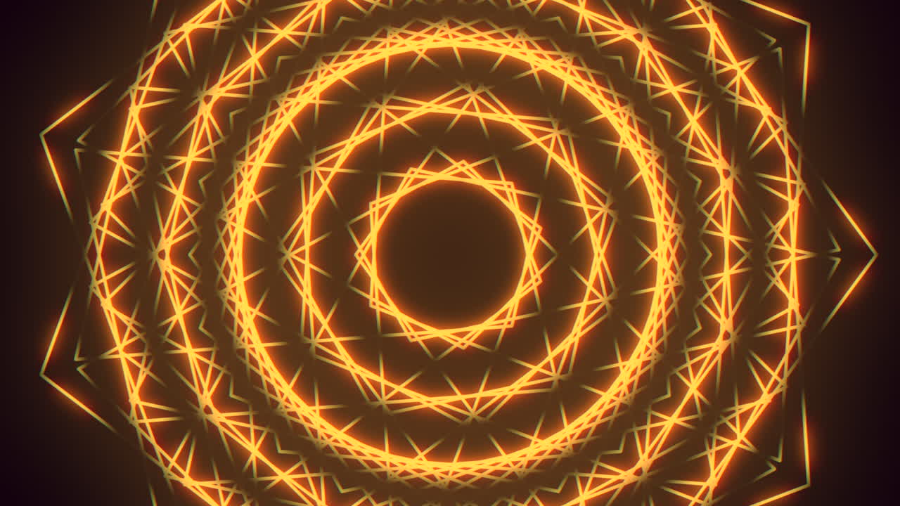las líneas amarillas radiantes crean un patrón circular hipnotizante.