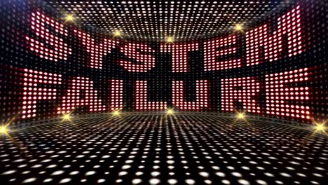 system failure text and abstract crazy lights bulb animation, rendering, background, loop