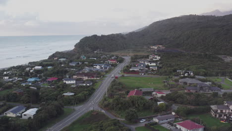 Aerial-drone-of-Rapahoe,-South-Island-New-Zealand