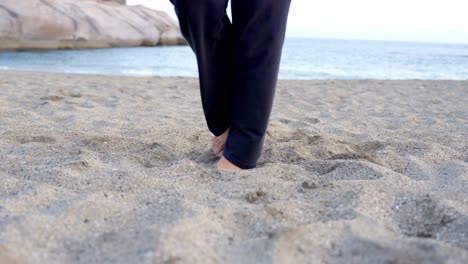 free flow dance form bare feet at tenerife sandy shores spain