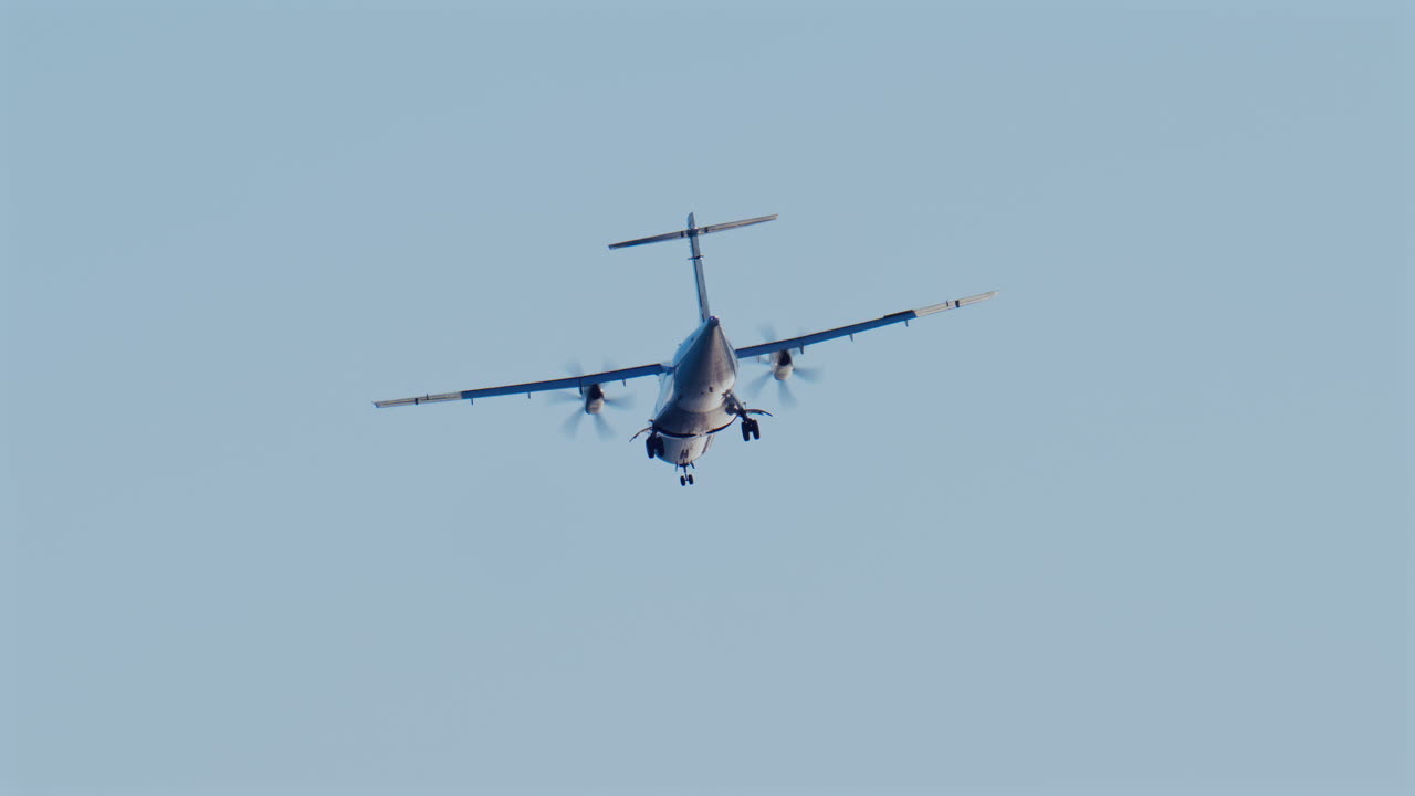An aircraft flying through a clear sky