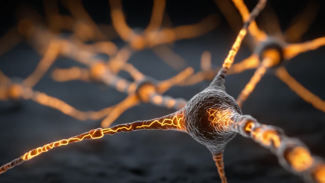 Intricate Neural Network: A Vision of Neurons with Glowing Connections, Showcasing the Complex Interactions within the Brain's Communication System