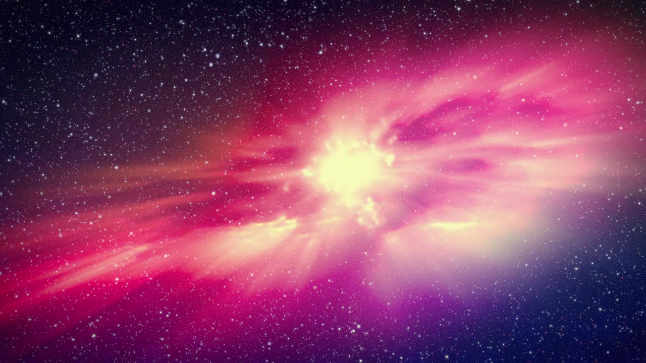 Star formation - Video loop, which is showing a starry night sky with twinkling stars and a beautiful multicolored nebula, an interstellar cloud of gas and dust