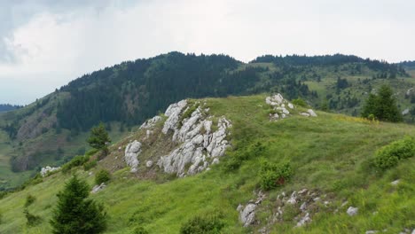 aerial dolly shot of the jadovnik mountain in southwest serbia on a bright day