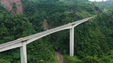 aerial view of the tallest bridge in the philippines, agas-agas bridge in southern leyte - drone shot