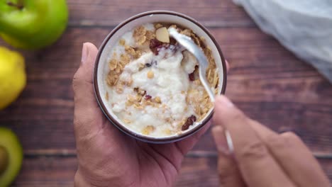 healthy breakfast with yogurt, granola, and fruits