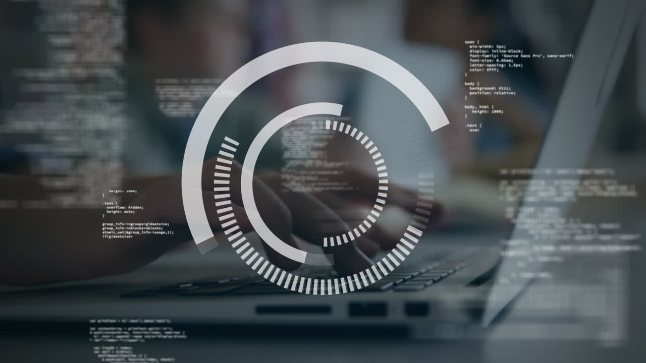 Animation of financial data processing over caucasian woman using laptop