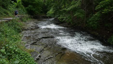 Cascadilla-Gorge-in-Ithaca,-New-York,-waterfalls