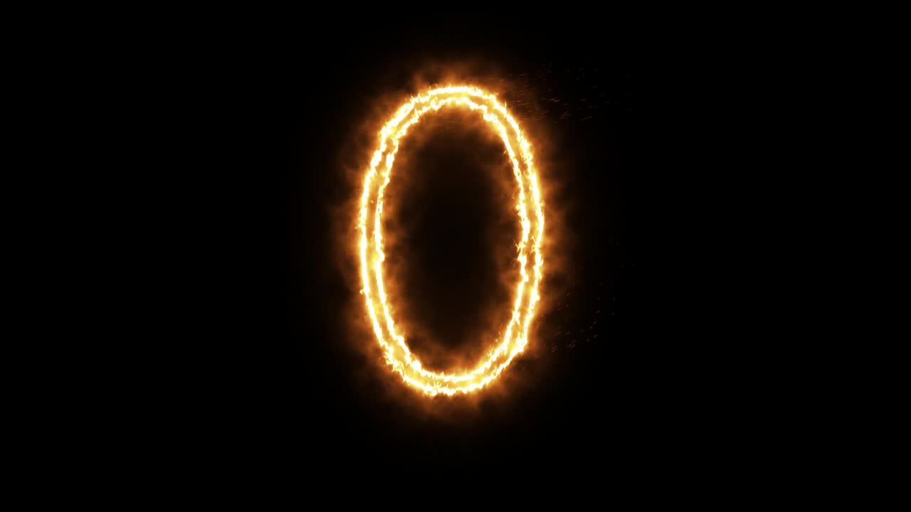 Fire number 0 of burning flame. Number zero made from fire flame.