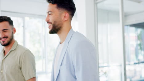 Office,-fist-bump-and-men-greeting-at-work