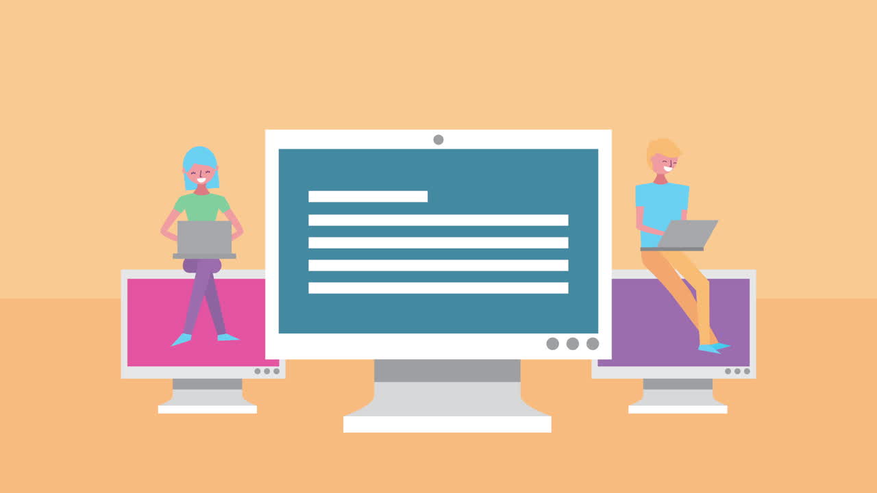 young couple using laptop with ebooks