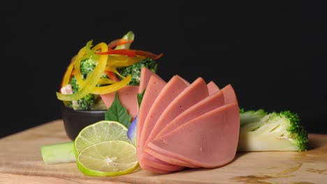 healthy ham and vegetable salad