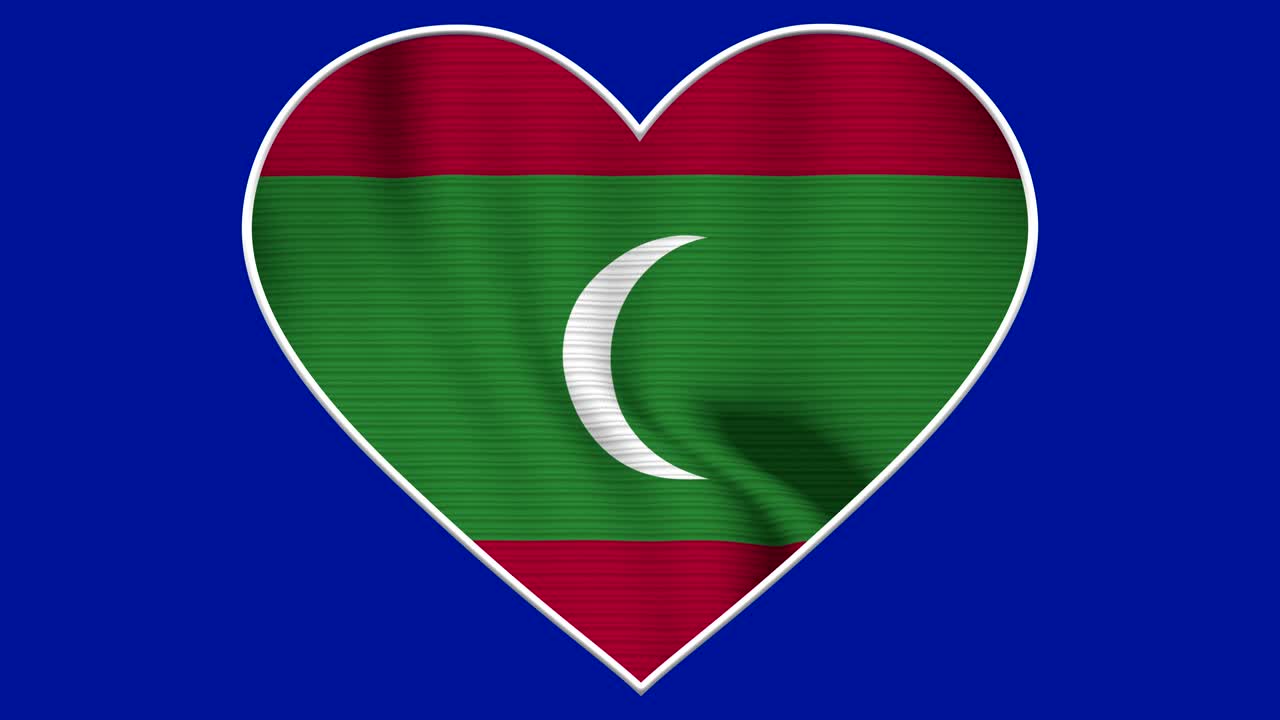 Maldives Heart Love Flag Loop - Realistic 4K flag waving in the wind