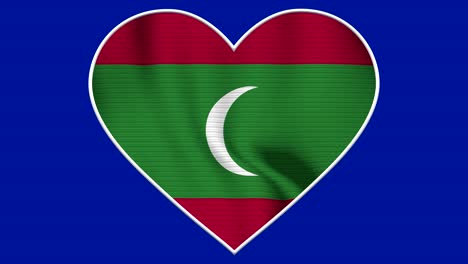 maldives heart love flag loop - realistic 4k flag waving in the wind