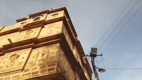 Ornate-Detail-of-Building-Inside-Jaisalmer-Fort,-Rajasthan,-India