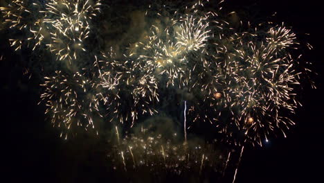 hermosos fuegos artificiales constantes en el cielo nocturno