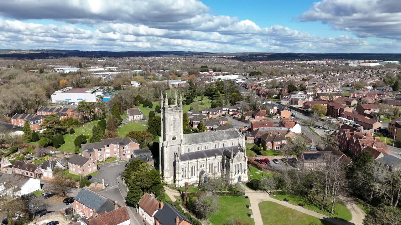 St Marys Church Andover UK drone,aerial 4K footage