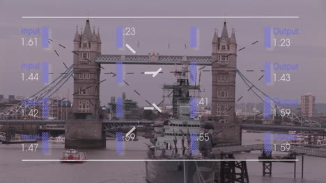 animation of financial data processing over london cityscape