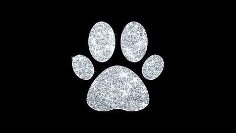 paw icon shining glitter loop blinking particles .