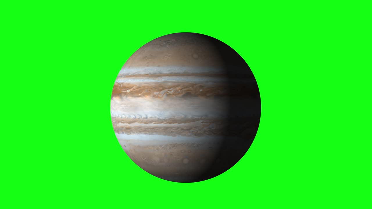 hermoso planeta de júpiter animación. júpiter está girando. el planeta gigante de júpitor de la galaxia de la vía láctea en la pantalla del canal alfa