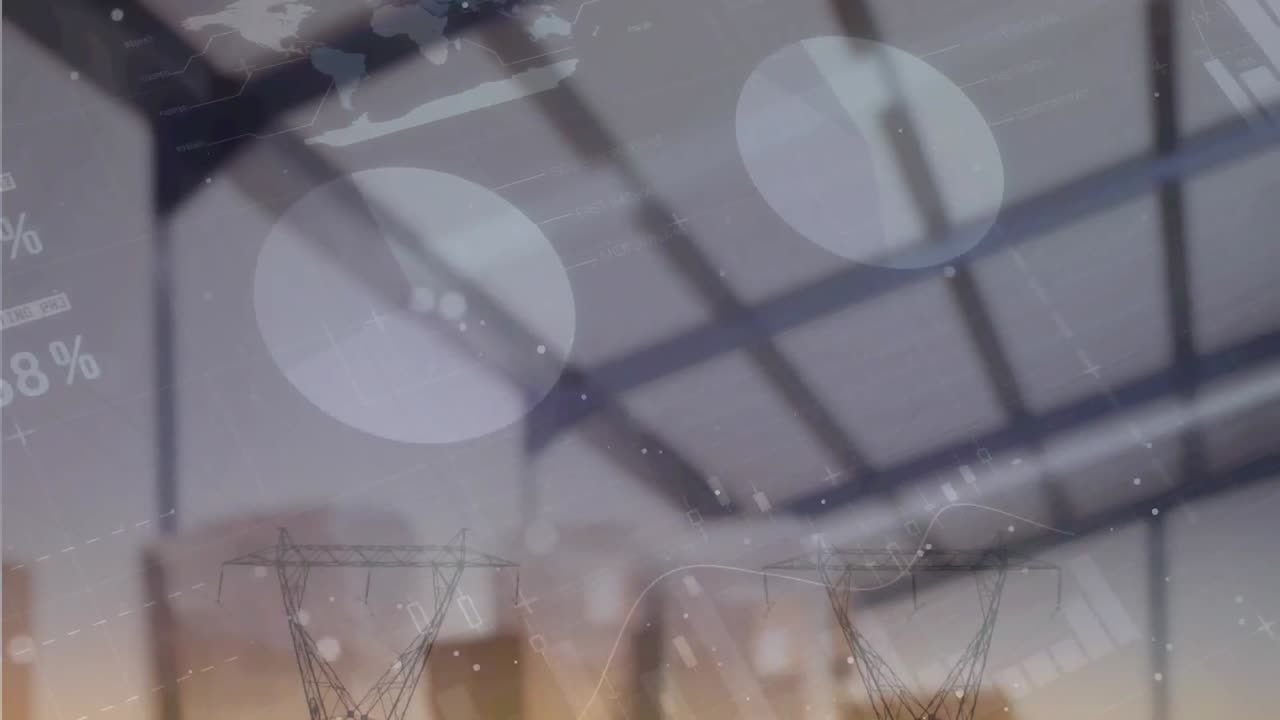 창고와 풍경에 대한 데이터 처리의 애니메이션