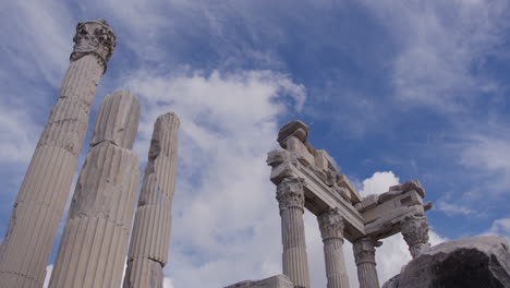 pillars in front of a cloudy sky in pergamum