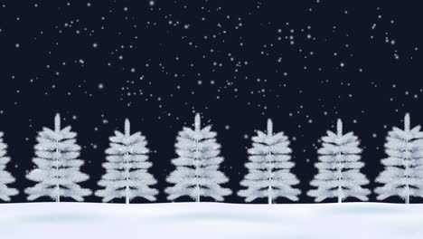 background with firs and snow animation. seamless loop motion with alpha channel