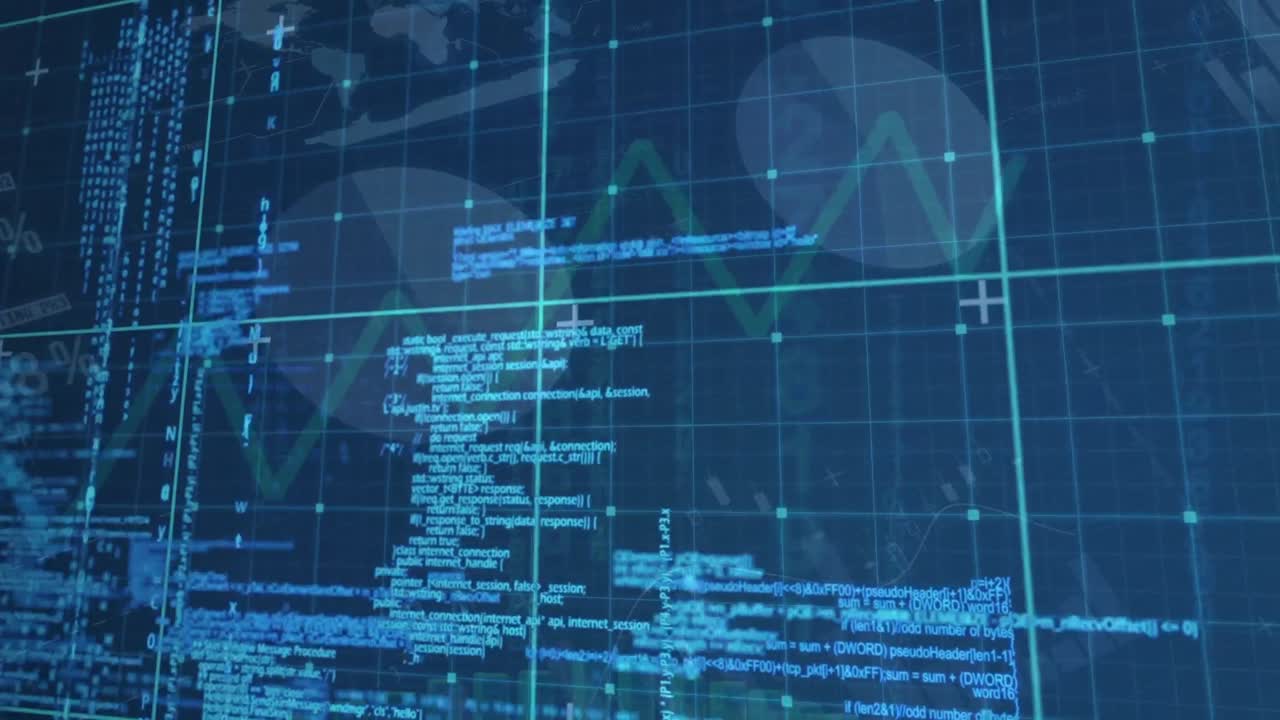 animación del procesamiento de datos financieros a través de la red