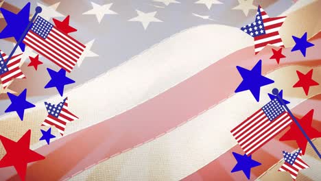 animation of stars and stripes over american flag