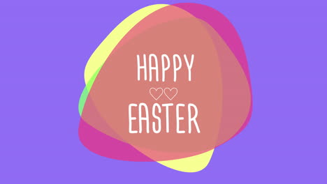 happy easter with colorful gradient shapes on purple gradient