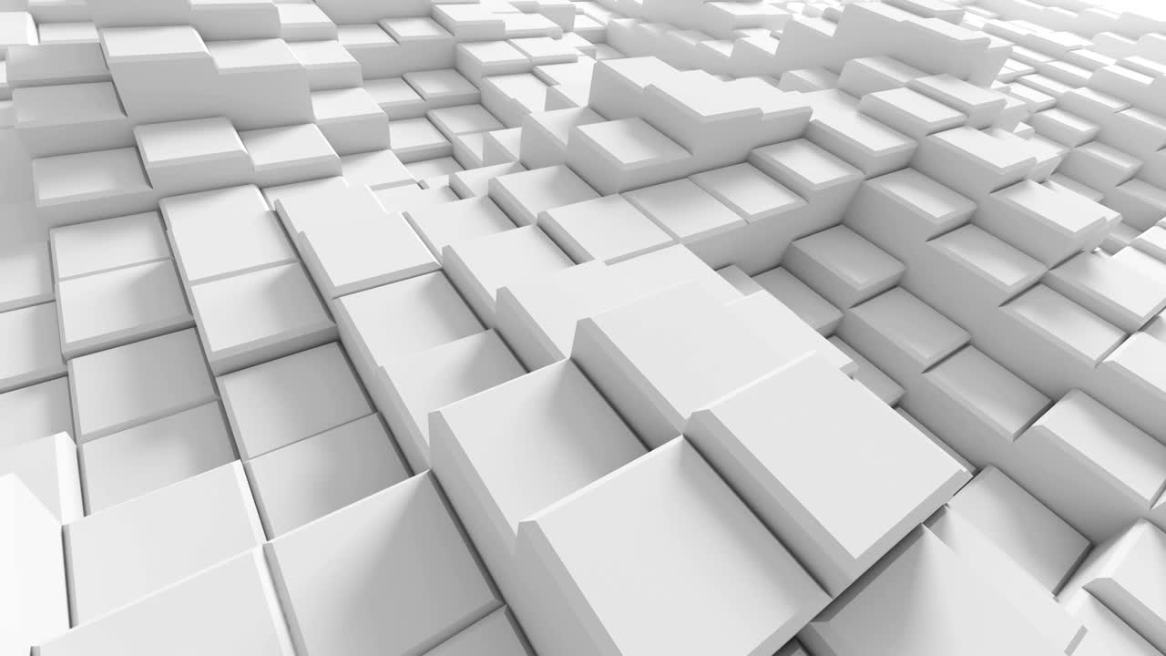 Beautiful Abstract White Boxes Rising in Looped 3d Animation. Seamless Background in 4k Ultra HD.