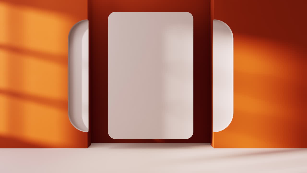 기하학적 모양의 빈 방, 3d 렌더링