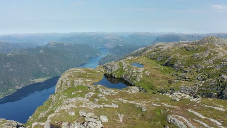 flying on the edges over amazing norwegian fjord veafjorden