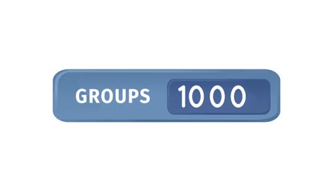 animación de números cambiantes y grupos de texto en banner azul sobre fondo blanco
