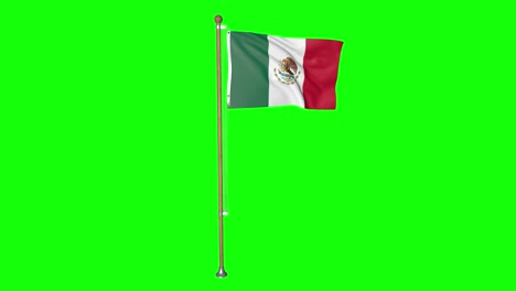 Bandera-De-México-De-Pantalla-Verde-Con-Asta-De-Bandera