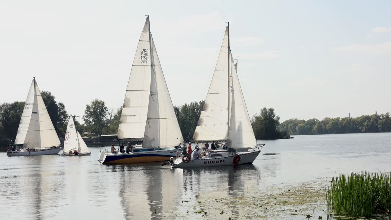 competición de vela en un lago