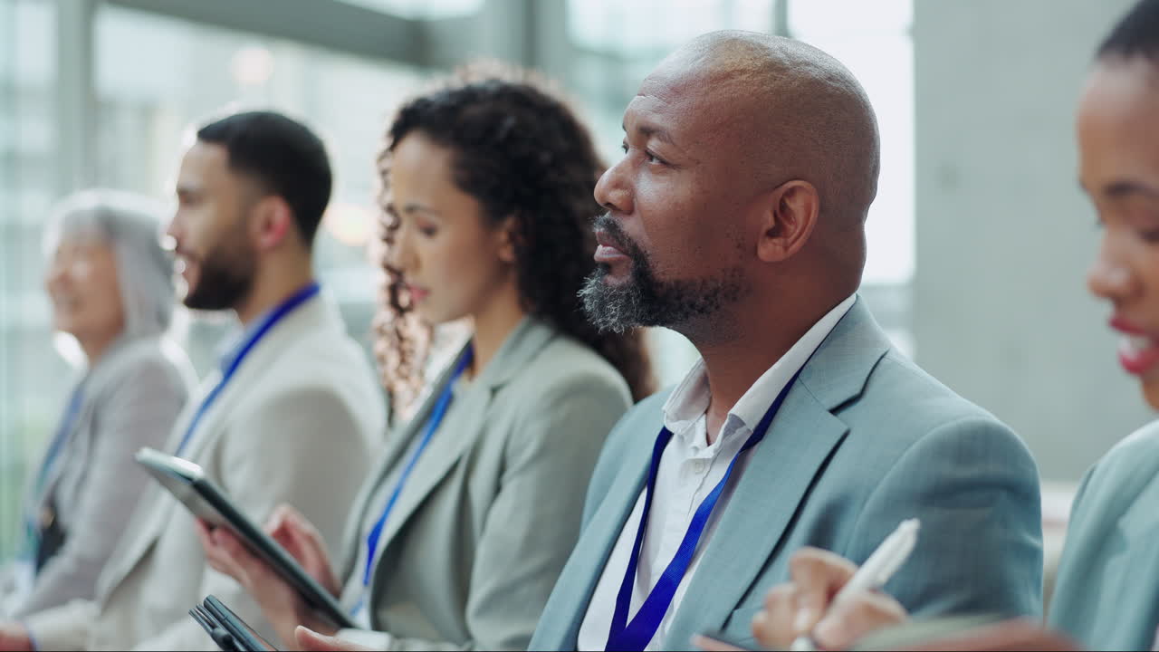 Business people, learning and audience