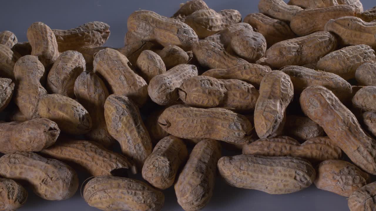 흰색 표면에 껍질에 땅콩, 돌리 왼쪽