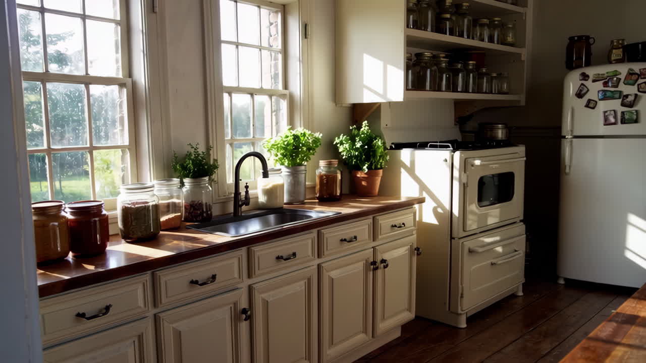 Cucina rustica con abbondante luce naturale