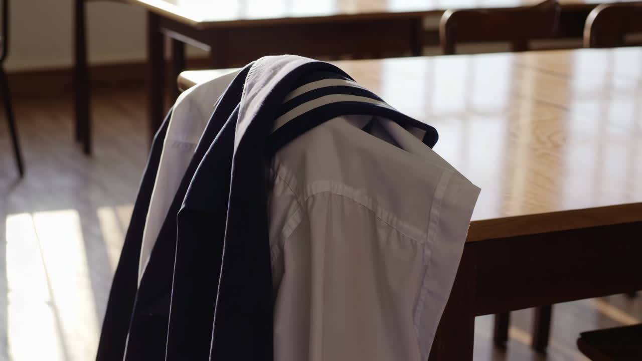 School uniform on a classroom table