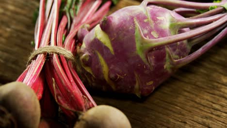 Close-up-of-kohlrabi-on-wooden-table-4k