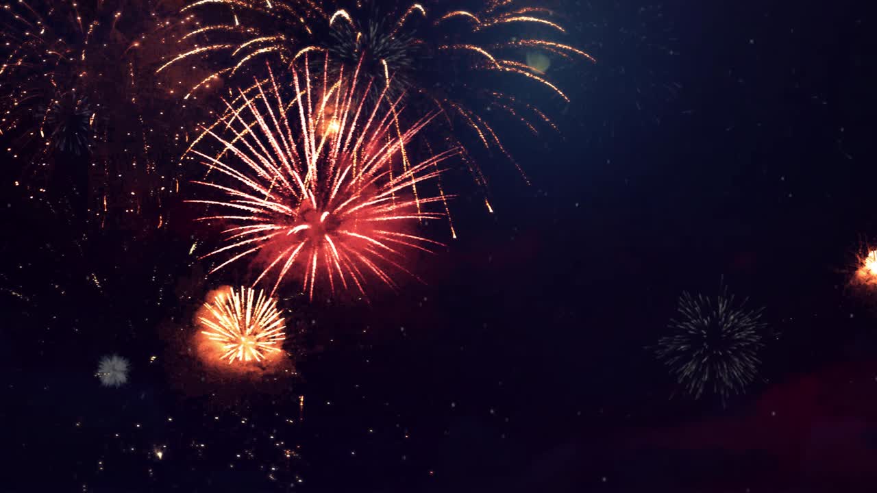 hermosos fuegos artificiales coloridos exhibición brillante en el fondo de bucle de la noche. 4 de julio, festival, aniversario,