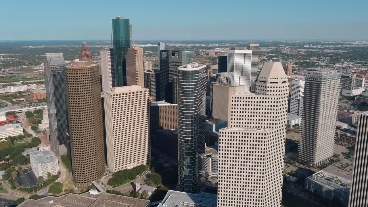 vista de dron del horizonte del centro de houston