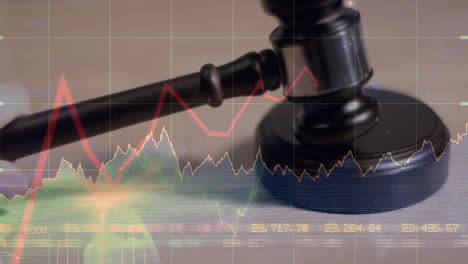 animación de las estadísticas y el procesamiento de datos financieros sobre el martillo del subastador