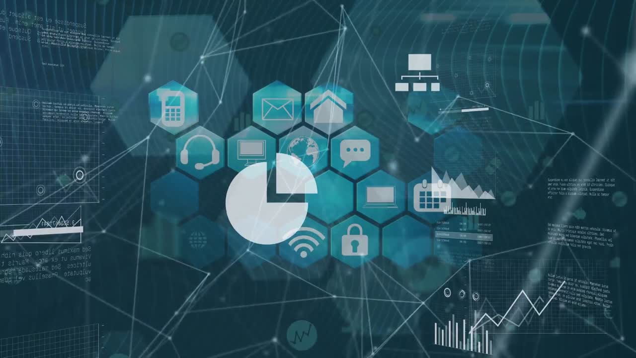 animación del procesamiento de datos sobre iconos médicos